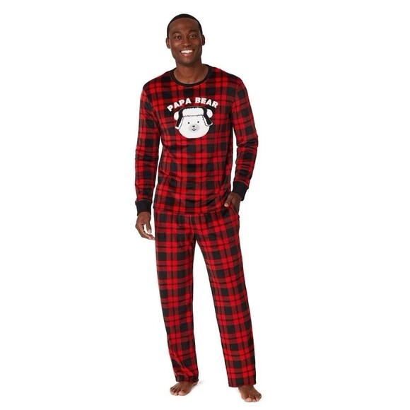Jammies For Your Families Cuddl Duds Papa Bear Red Buffalo Pajamas Mens 2XLT - Picture 1 of 8
